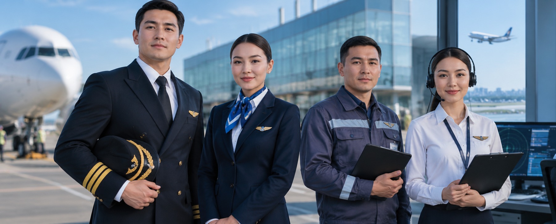 Aviation personnel: pilot, cabin crew member, engineer and air traffic controller